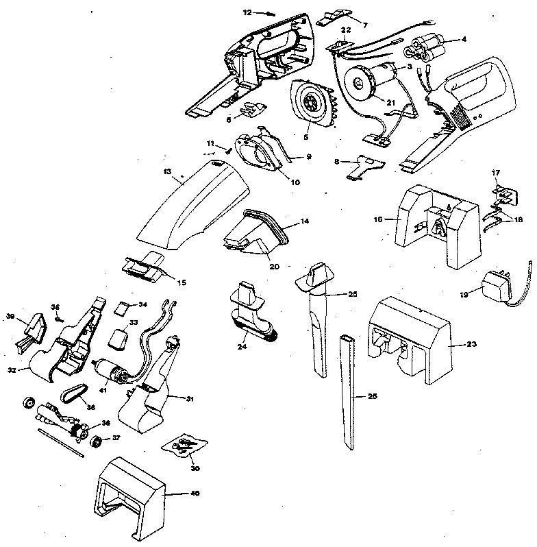 Unit Parts Diagram and Parts List for DB5400TY1  Black and Decker Hand Vacuum